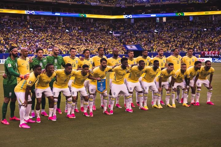 Seleção Brasileira perfilada antes de jogo da Copa do Mundo 2026